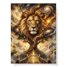 Neon Cyber Lion Wall Art Print – Futuristic Fantas