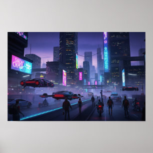 Poster Neon Cyberpunk Cityscape