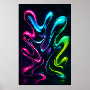 Poster Neon Dreams II Tela Abstrata Arte de Parede em C