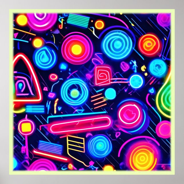 Poster Neon Dreamscape (Paisagem do Sonho): Uma Abstrato  (Frente)