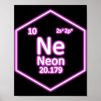 Neon Element Periódico Mesa Químico