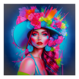 Póster Neon Fantasy Floral Retrato