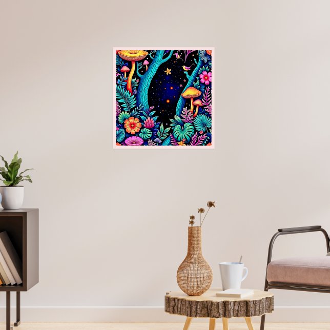 Poster Neon Fantasy Forest Night Design (Sala de Estar 3)