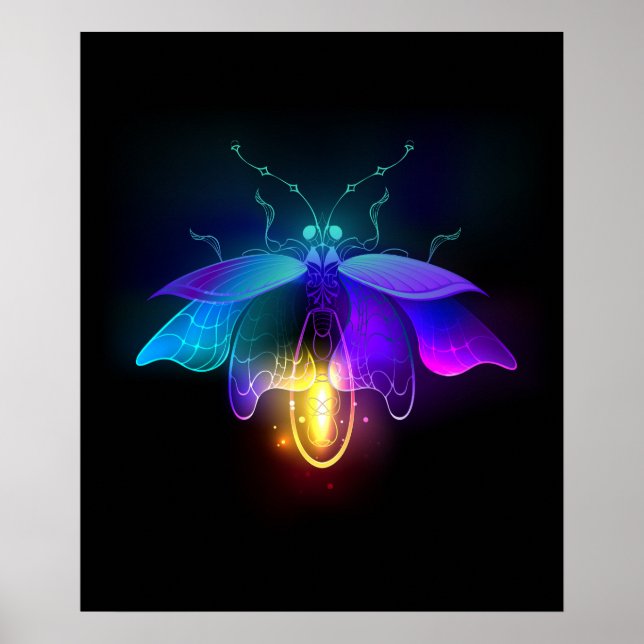 Poster Neon Firefly a preto (Frente)