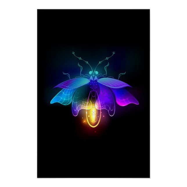 Póster Neon Firefly a preto (Frente)