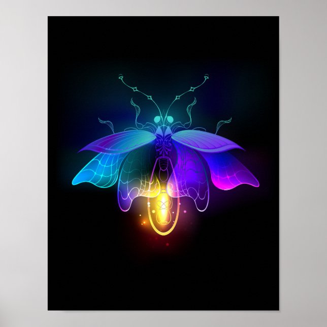 Poster Neon Firefly a preto (Frente)
