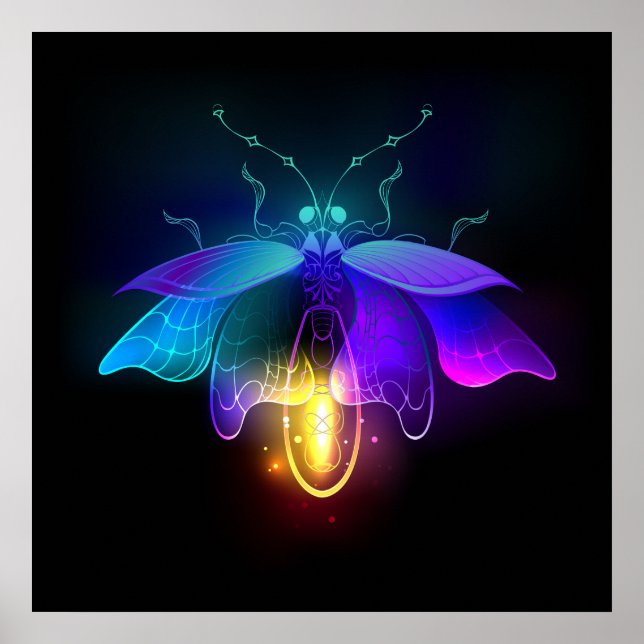 Poster Neon Firefly a preto (Frente)