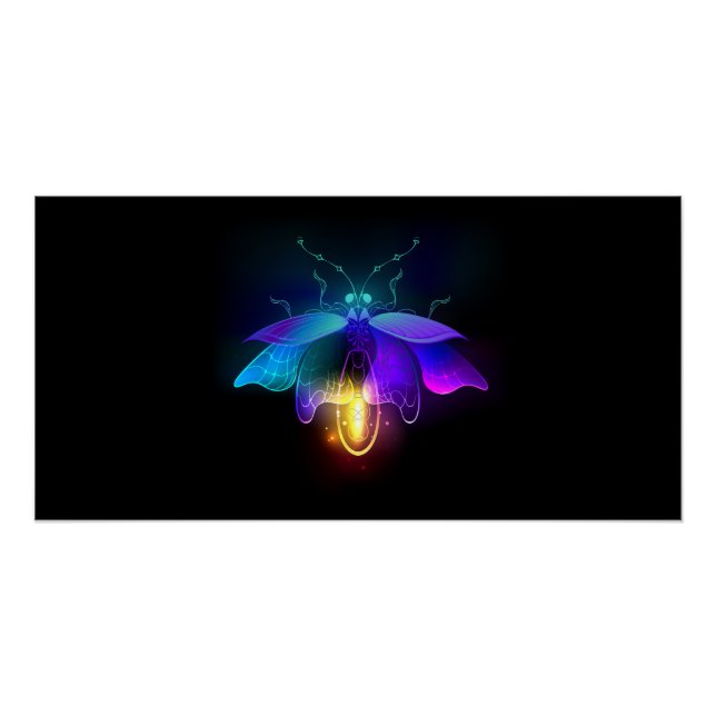 Póster Neon Firefly a preto (Frente)