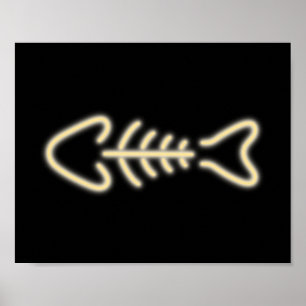 Póster Neon Fish Bones