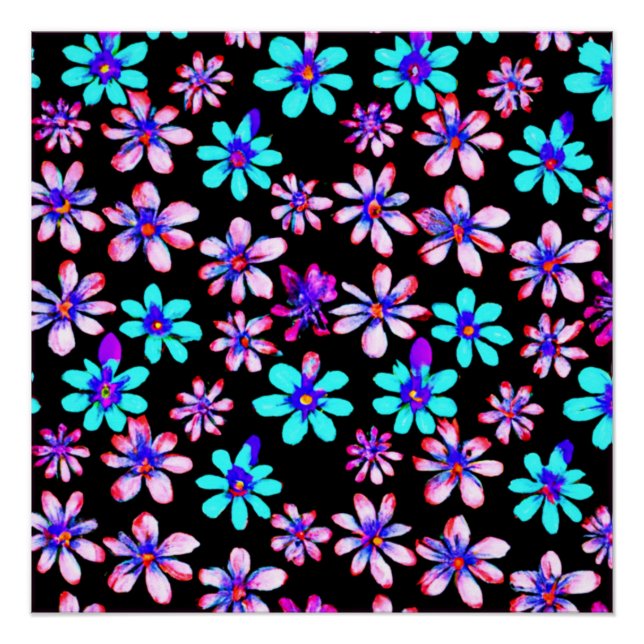 Póster Neon Flowers Padrões. Comprar Agora (Frente)