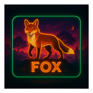 Póster Neon Fox Poster