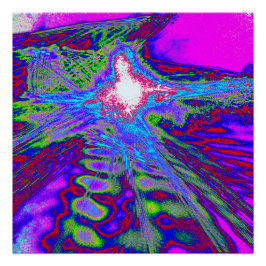 Póster Neon Fractal Burst – Glossy Art Poster