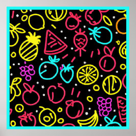 Poster Neon Fruta Extravaganza