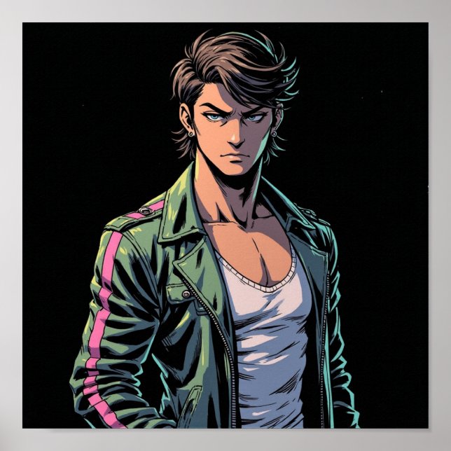 Poster "Neon Fury: Anime Outlaw Edition" (Frente)