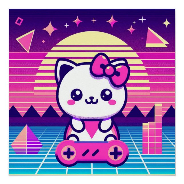 Póster Neon Gatinho (Frente)