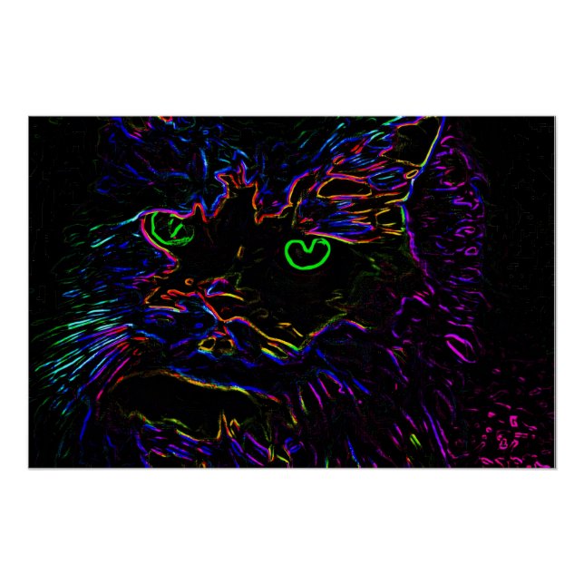 Póster Neon Glow Cat (Frente)