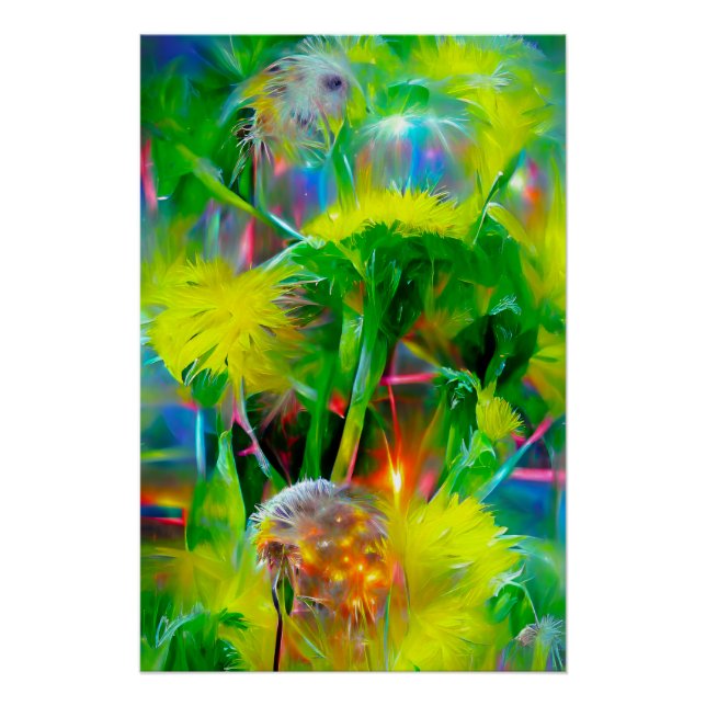 Póster Neon Glow Dandelions no Dream Garden (Frente)