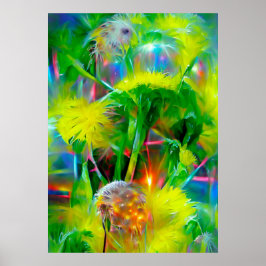 Poster Neon Glow Dandelions no Dream Garden