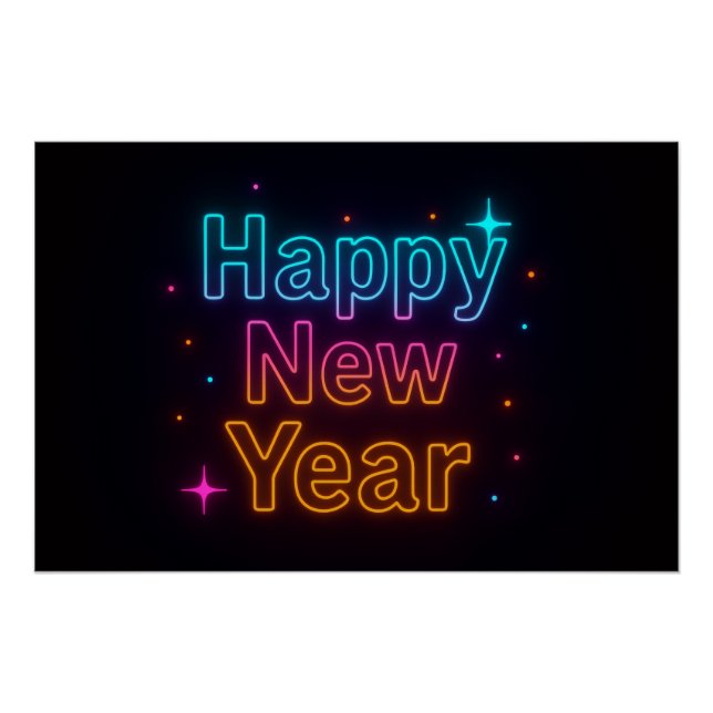 Póster Neon Glow Gradient Typography Party Vibes Cool (Frente)