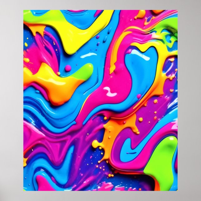 Poster Neon Glow Liquid Splatter Trabalho de arte (Frente)