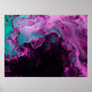 Poster Neon green and purple creative painting, abstract