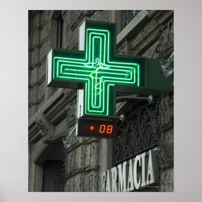 Poster Neon Green atravessa Farmacia (Farmacia) (Frente)