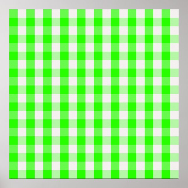 Póster Neon Green Gingham Patterno de Shirley Taylor (Frente)