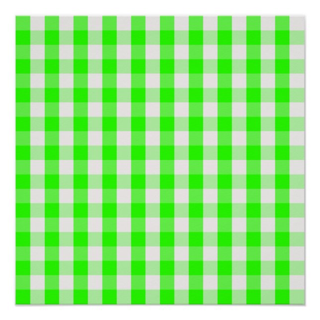 Póster Neon Green Gingham Patterno de Shirley Taylor (Frente)