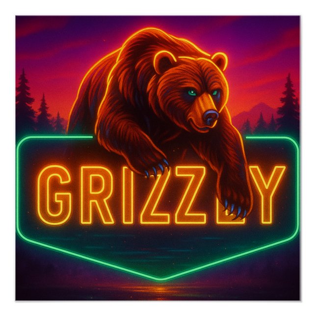 Póster Neon Grizzly Poster (Frente)