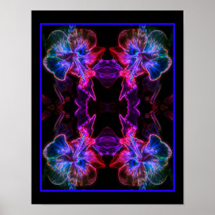 Poster Neon Hibiscus Abstrato Flower Art