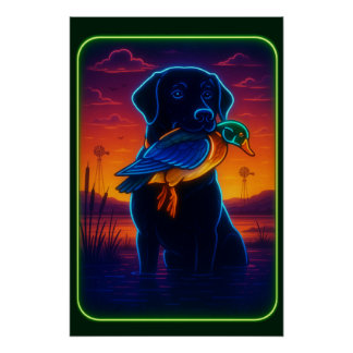 Póster Neon Hunting Dog Poster