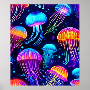 Poster Neon Jellyfish Dreams