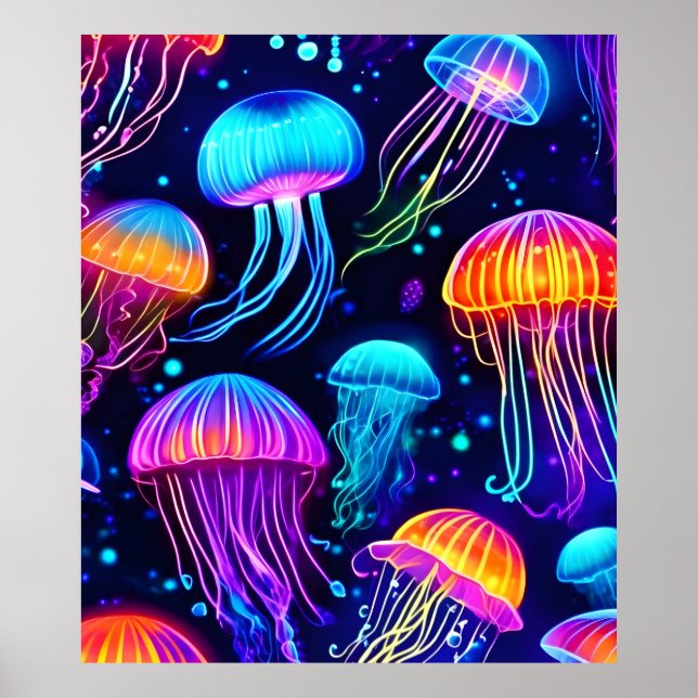Poster Neon Jellyfish Dreams (Frente)
