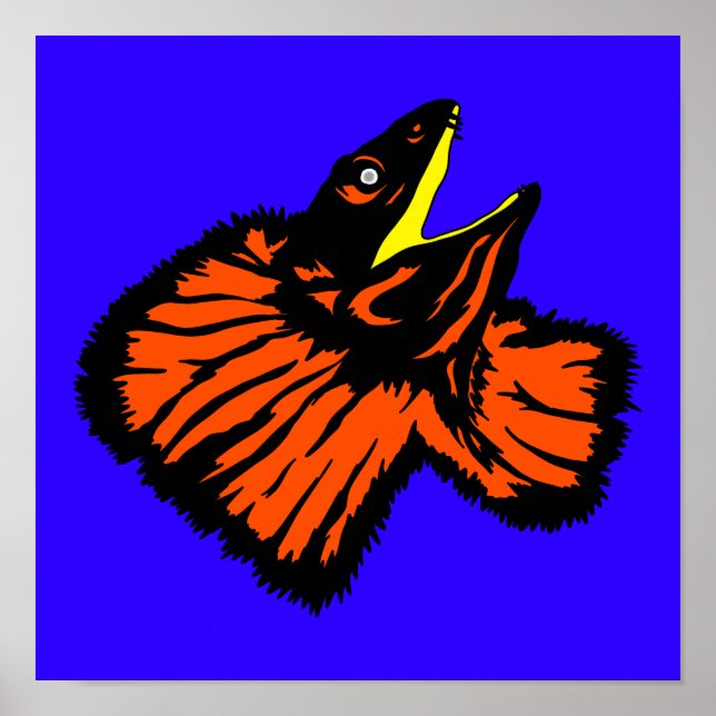 Poster Néon Laranja Estilizado Lizard (Frente)