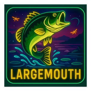 Póster Neon Largemouth Bass Poster