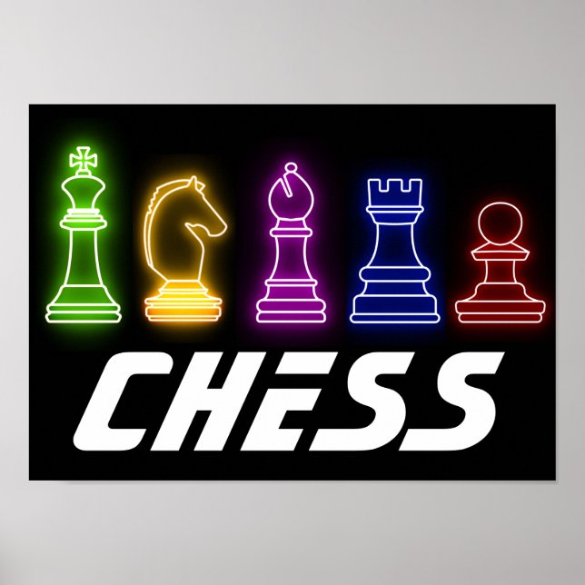 Poster Neon Lights Chess Pieds Chess King (Frente)