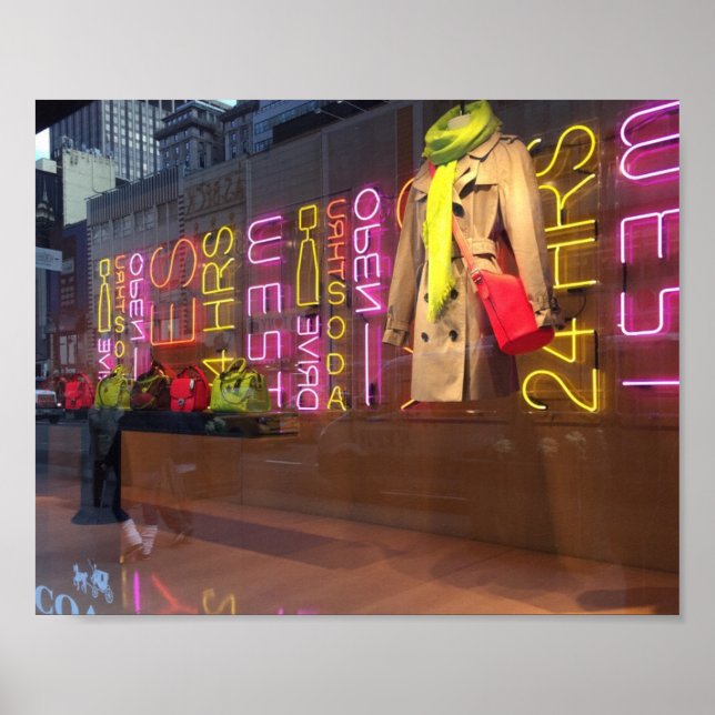 Póster Neon Lights Department Store Window New York NYC (Frente)