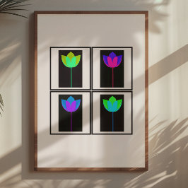 Poster Neon Lotus Glow