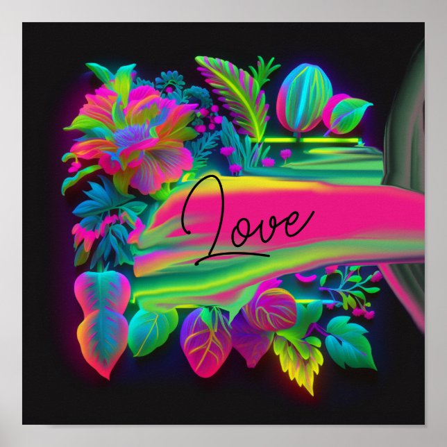 Poster Neon Love Blooms (Frente)