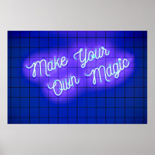 Poster Néon manuscrito brilhando texto torna sua própria 