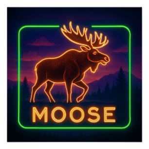 Póster Neon Moose Poster