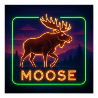 Póster Neon Moose Poster
