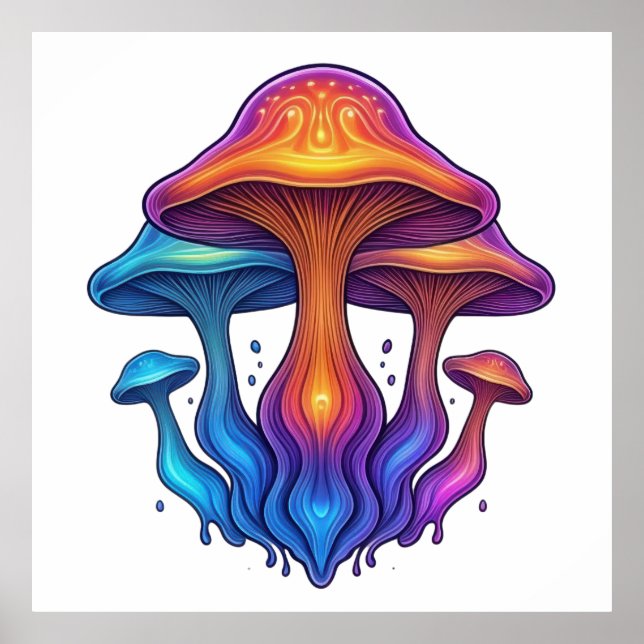 Poster Neon Mushroom Glow" (Frente)