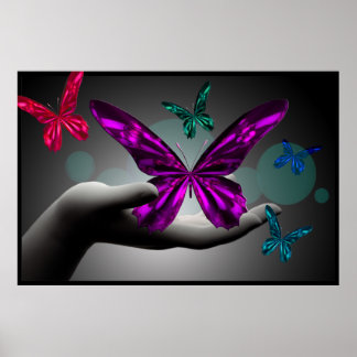Poster Neon Mystic Butterflies Arte Digital