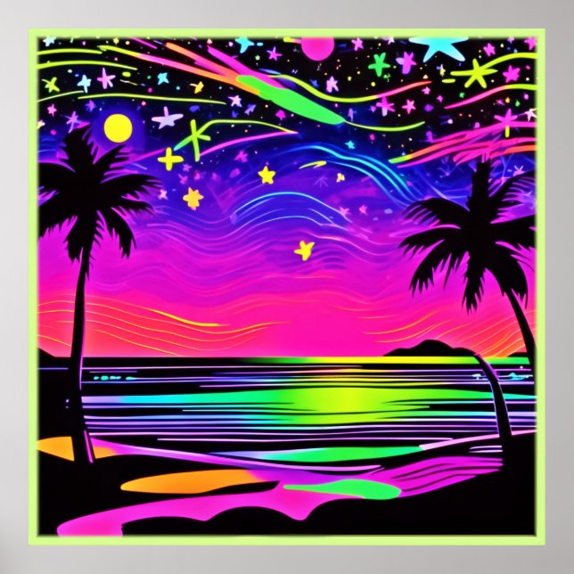 Poster Neon Night Beachscape (Frente)
