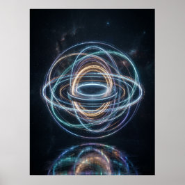Poster Neon Orbital Rings Abstract Space