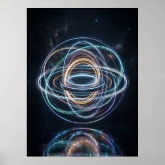 Poster Neon Orbital Rings Abstract Space