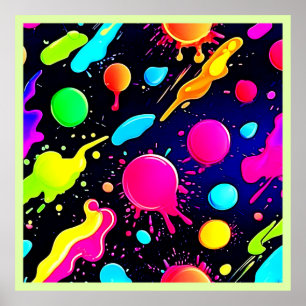 Poster Neon Paint Splatter Design
