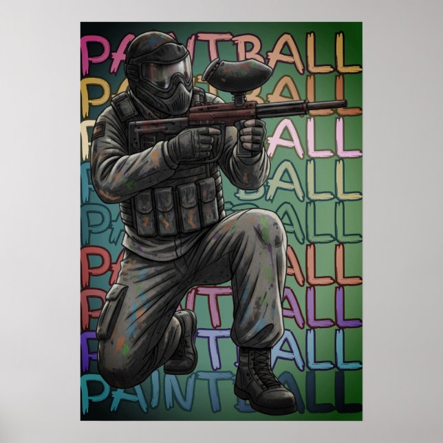 Poster Neon Paintball Warrior  (Frente)