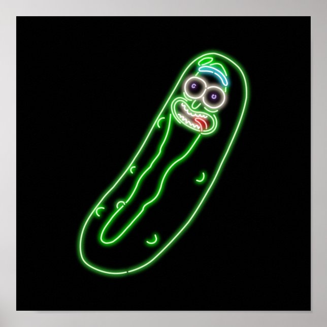 Poster Neon Pickle Rick Black (Frente)